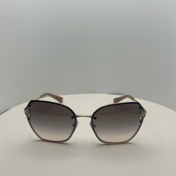 Bulgari Women's Gold and Brown Sunglasses - Picture 4 of 6